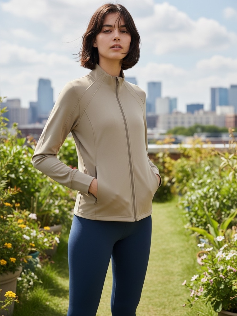 Avia Women's Desert Tan Zip-Front Active Jacket